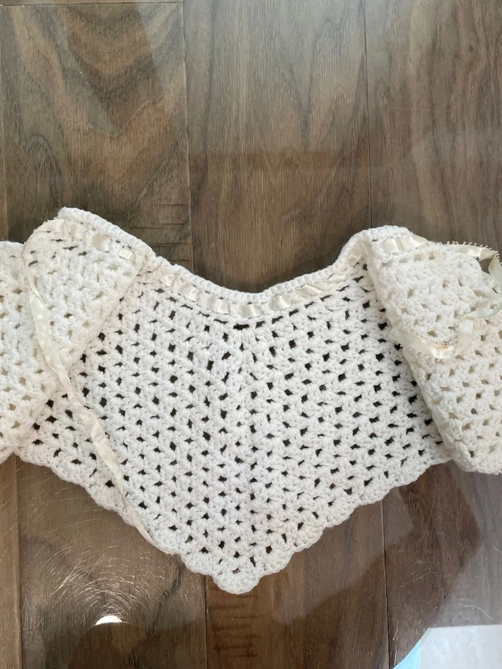 Vintage Hand-Crocheted/Knit Baby Shawl and Bootie Set